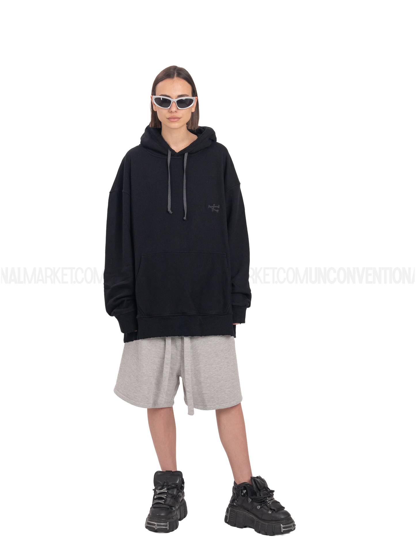 UNNATURAL Destructured Hoodie Black