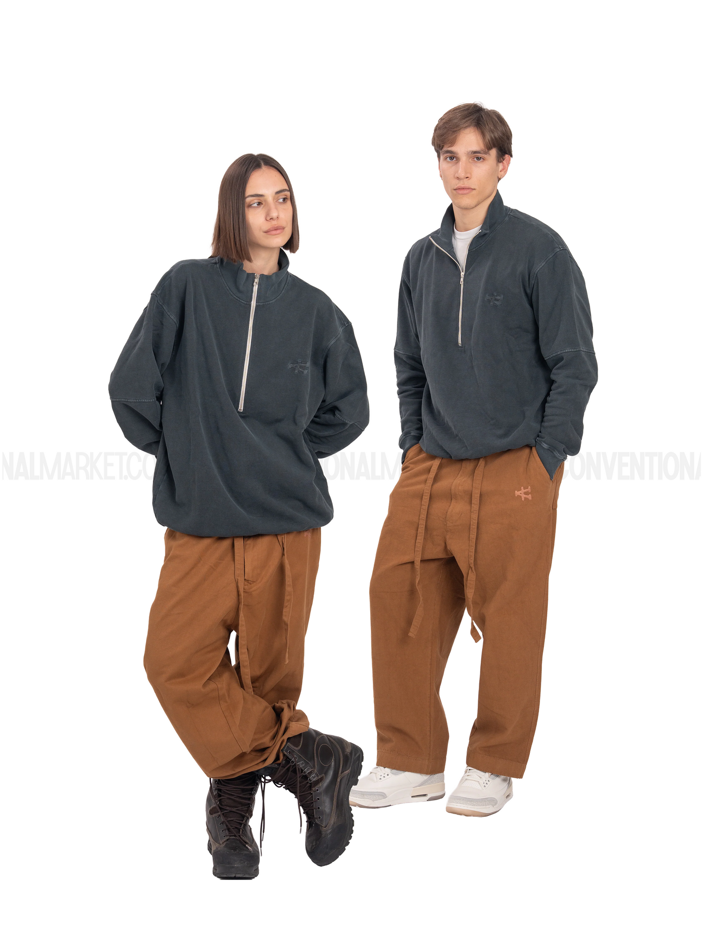 UNNATURAL Stone Washed Half Zip Sweatshirt