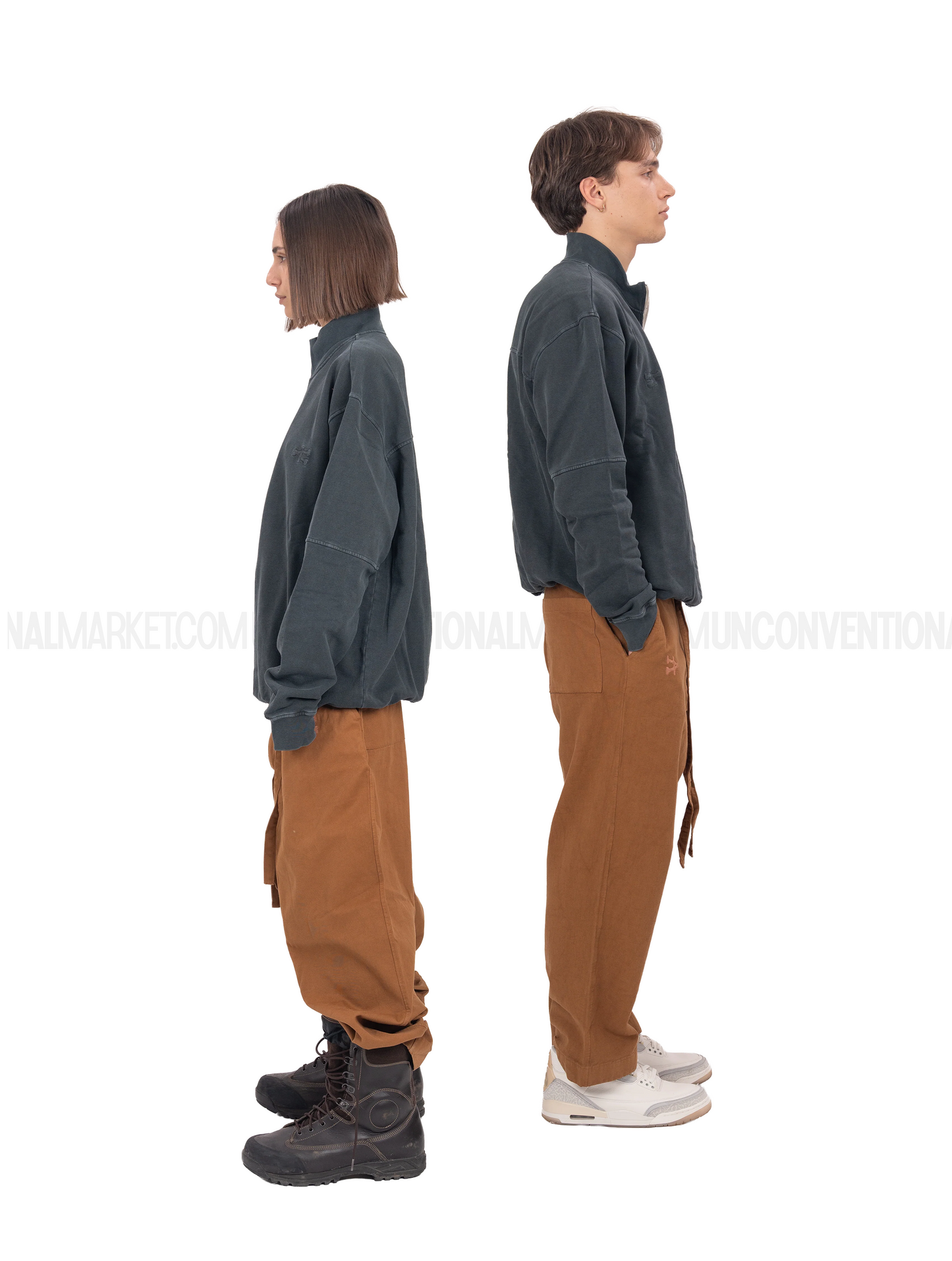 UNNATURAL Stone Washed Half Zip Sweatshirt