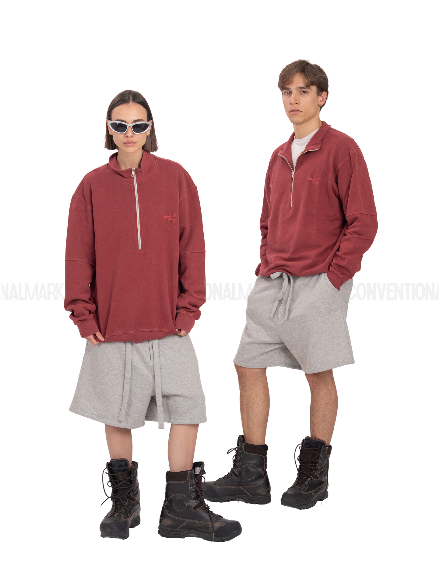 UNNATURAL Stone Washed Half Zip Sweatshirt