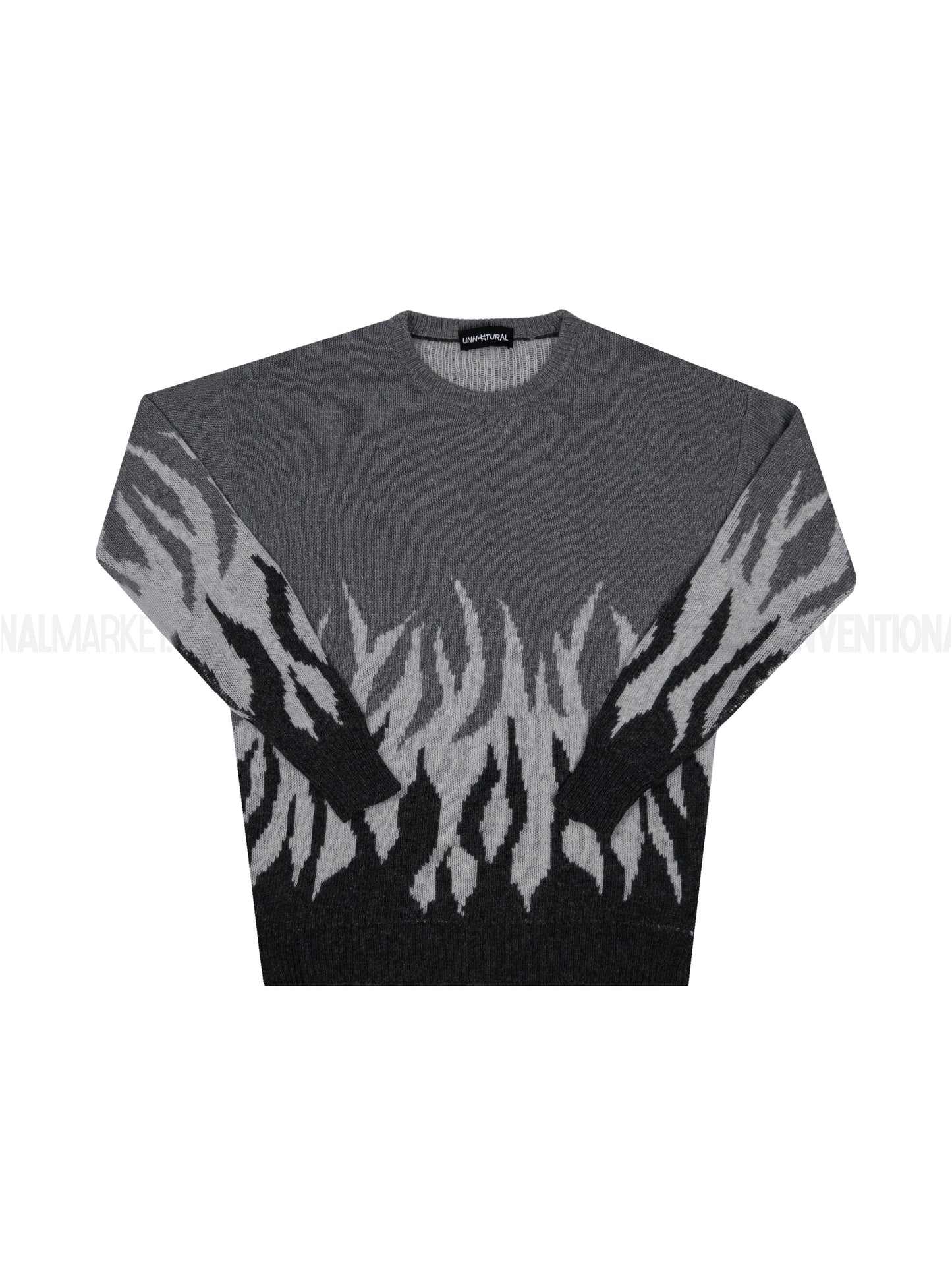 UNNATURAL Sweater Jacquard Flame Knit