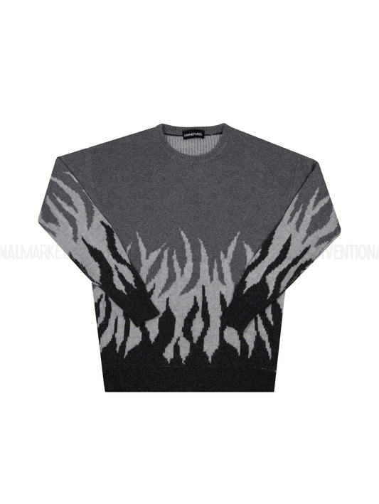 UNNATURAL Sweater Jacquard Flame Knit